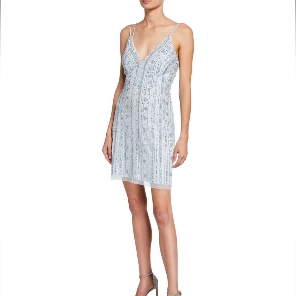 NWT | Aidan Mattox | Beaded V-Neck Sleeveless Mini Sheath Dress | Size:6